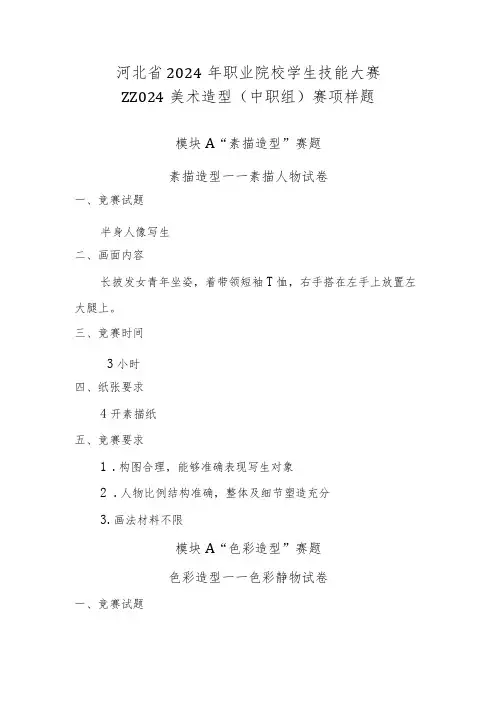 2024年河北省职业院校技能大赛美术造型(中职组)赛项样题1