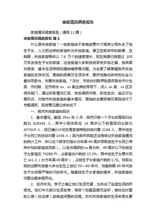 家庭情况调查报告