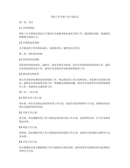 班队工作手册工作计划范文