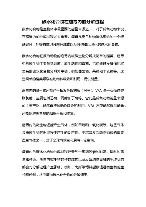 碳水化合物在瘤胃内的分解过程