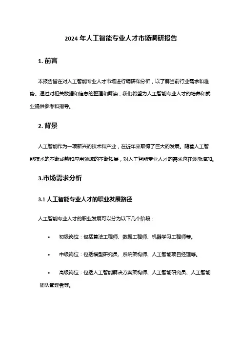 2024年人工智能专业人才市场调研报告