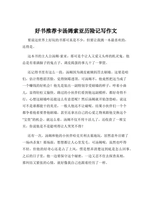 好书推荐卡汤姆索亚历险记写作文