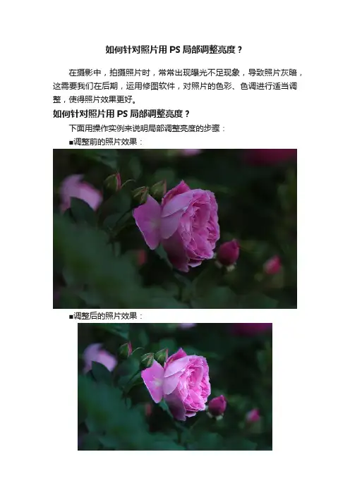 如何针对照片用PS局部调整亮度？
