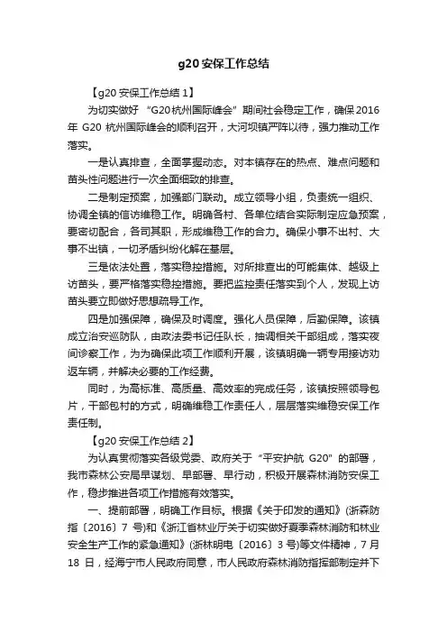 g20安保工作总结