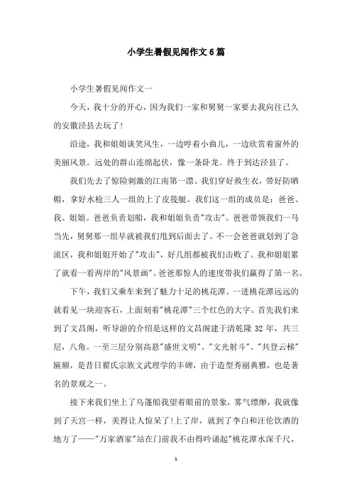 小学生暑假见闻作文6篇