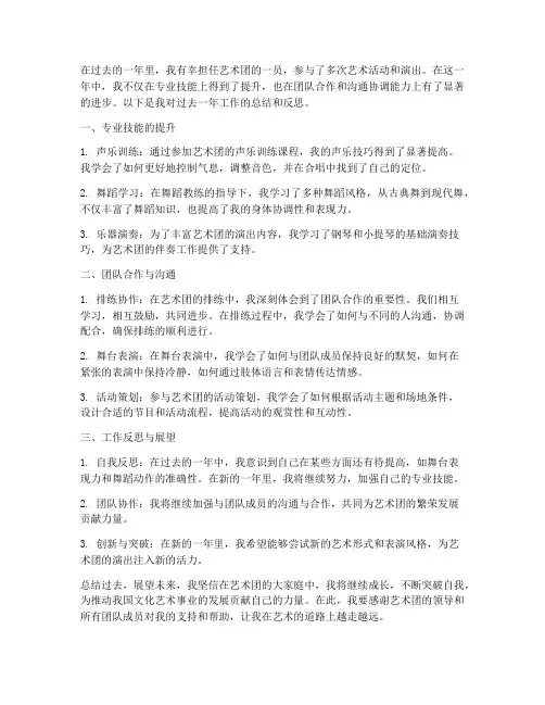 艺术团个人工作总结