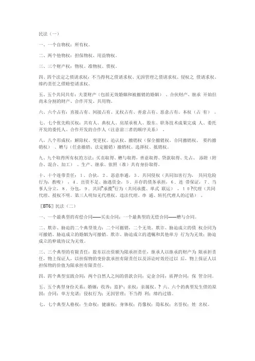 民法最经典最好记忆口诀讲解