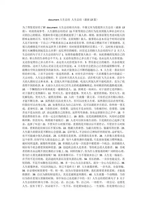 最新-document人生总结人生总结(最新13篇)不成器文库