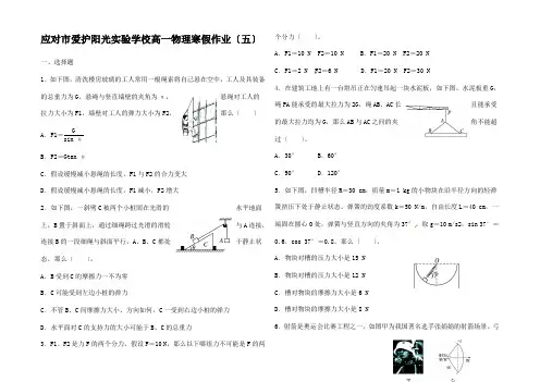 高一物理寒假作业5高一全册物理试题