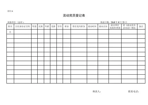 流动党员登记表流动党员情况汇总表党员情况汇总表经查找取得联系党员登记表与党组织失去联系党员情况汇总表