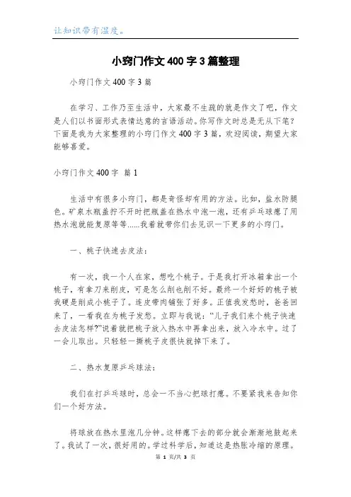小窍门作文400字3篇整理_4