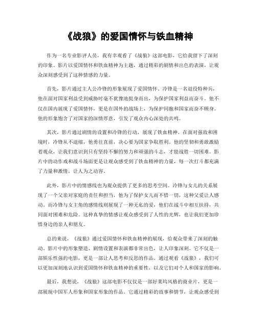 《战狼》的爱国情怀与铁血精神