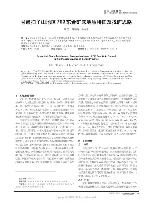 甘肃扫子山地区703东金矿床地质特征及找矿思路