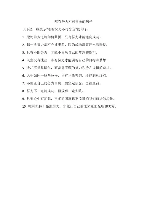 唯有努力不可辜负的句子