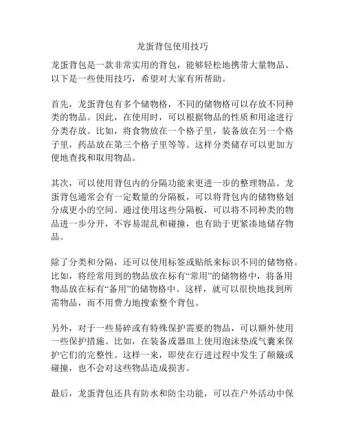 龙蛋背包使用技巧