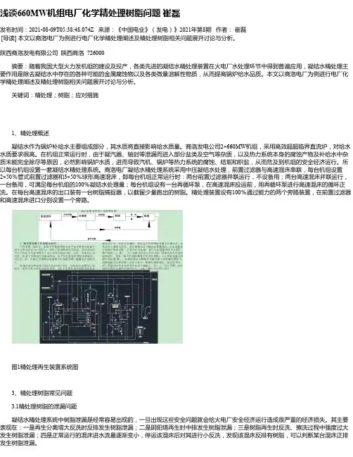 浅谈660MW机组电厂化学精处理树脂问题崔磊