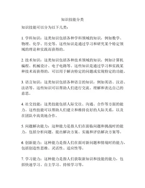 知识技能分类