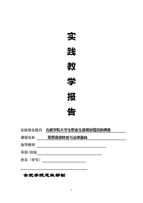 合肥学院大学生职业生涯规划情况的调查