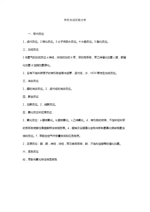 有机合成实验分类