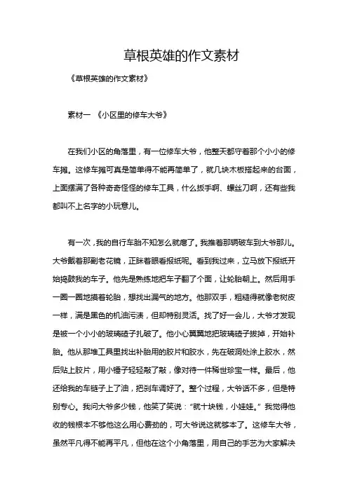 草根英雄的作文素材