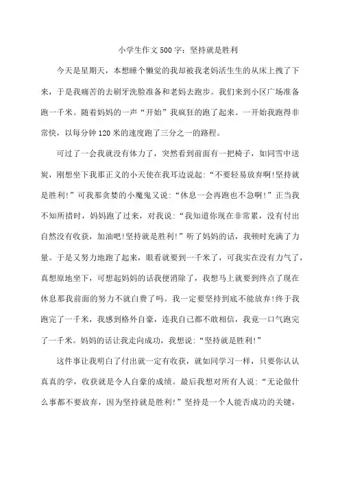 小学生作文500字：坚持就是胜利