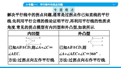 2022年人教版七年级下册数学同步培优小专题(一)平行线中的拐点问题