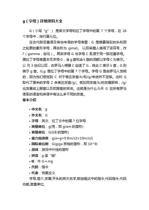 g（字母）详细资料大全