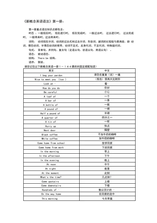 《新概念英语语法》第一册知识点总结