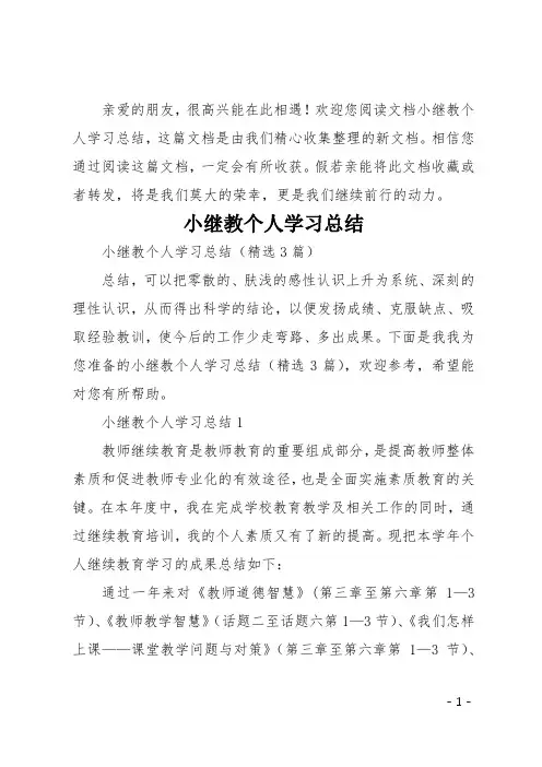 小继教个人学习总结