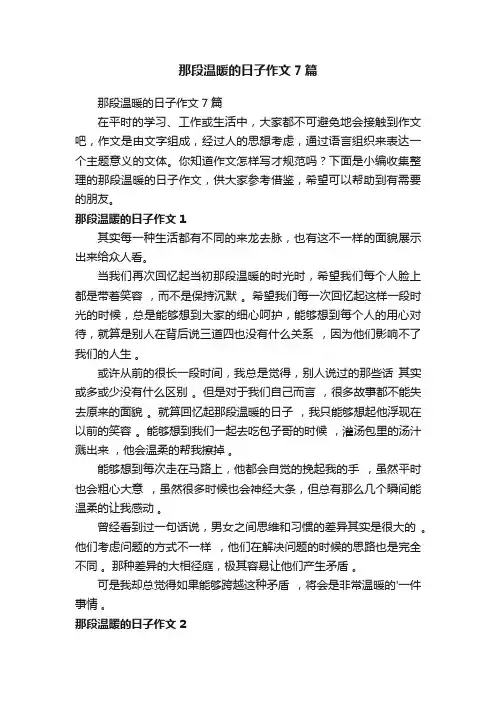 那段温暖的日子作文7篇