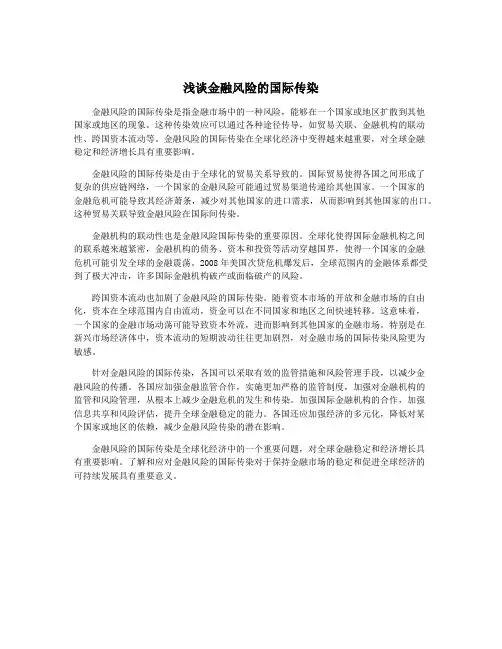 浅谈金融风险的国际传染