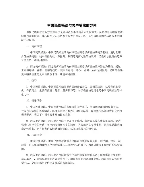 中国民族唱法与美声唱法的异同