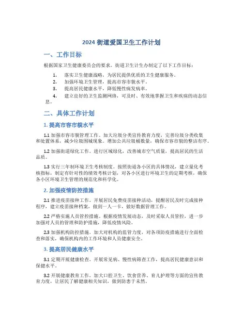 2024街道爱国卫生工作计划