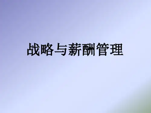 薪酬管理原理(二)战略与薪酬管理
