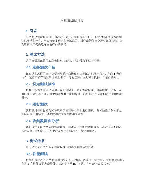 产品对比测试报告