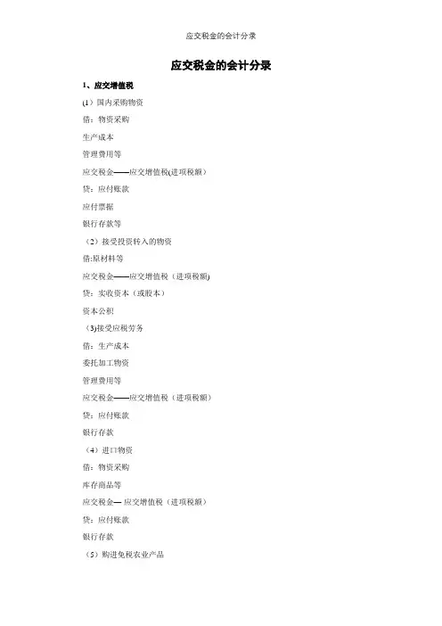应交税金的会计分录【精选文档】