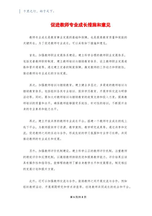 促进教师专业成长措施和意见