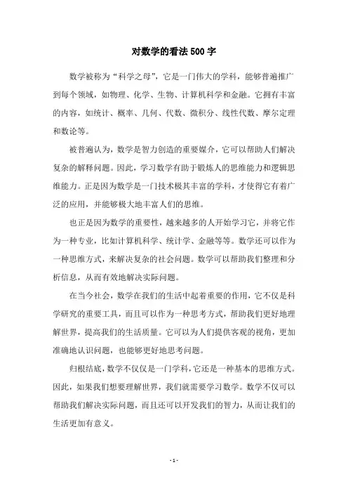 对数学的看法500字