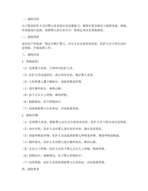 婴儿窒息抢救应急预案演练
