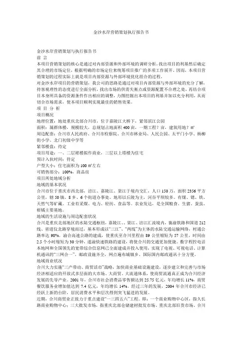金沙水岸营销策划执行报告书
