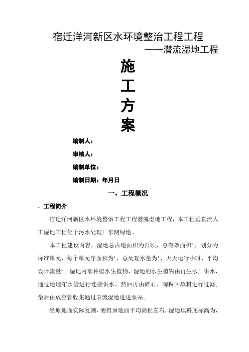 潜流人工湿地施工方案