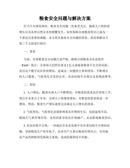 粮食安全问题与解决方案
