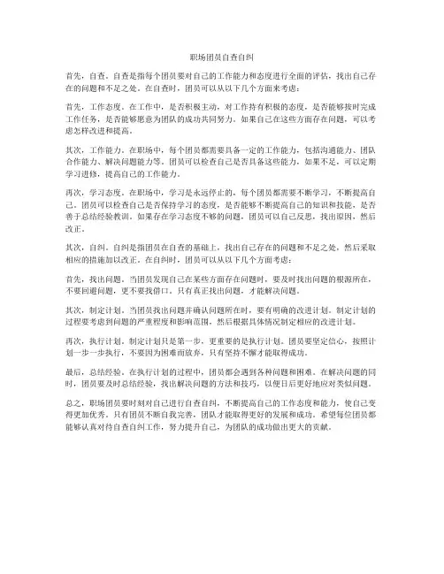 职场团员自查自纠