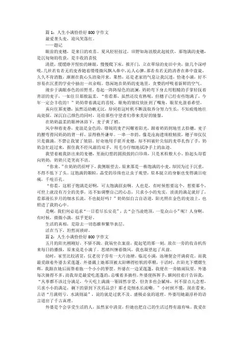 人生中的小满足作文800字