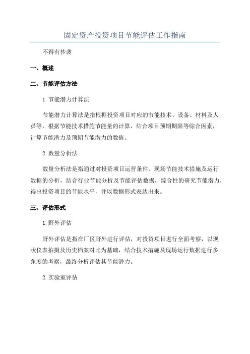 固定资产投资项目节能评估工作指南