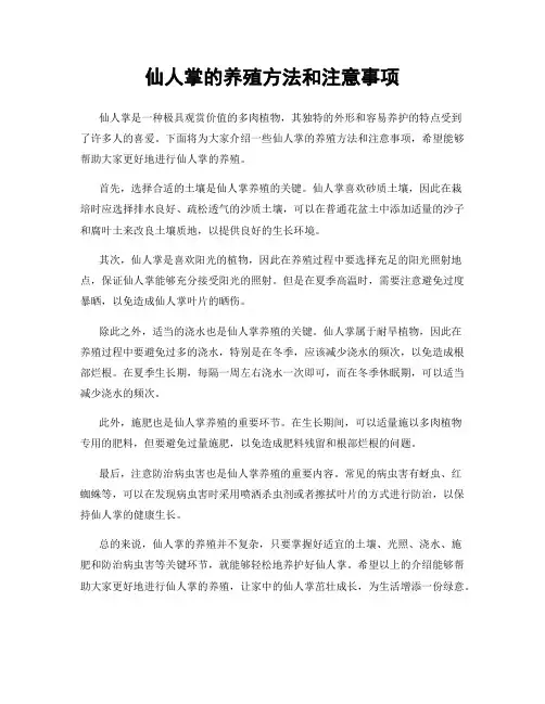 仙人掌的养殖方法和注意事项