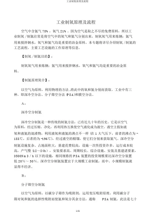 工业制氧原理及流程