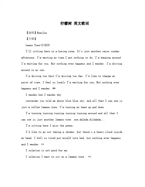 柠檬树   英文歌词