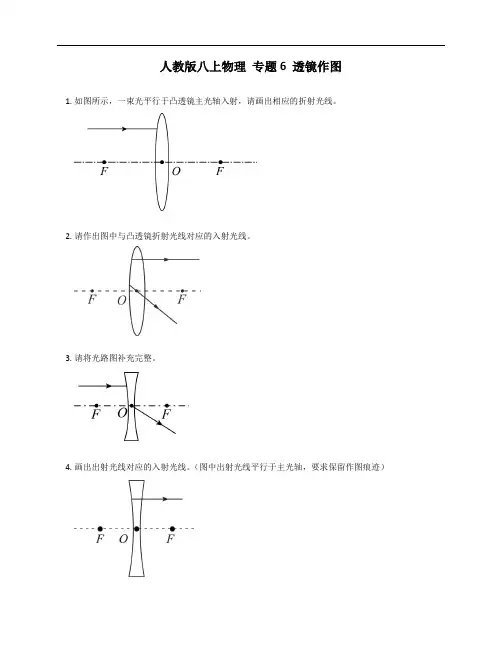 人教版八年级上学期物理 专题6 透镜作图