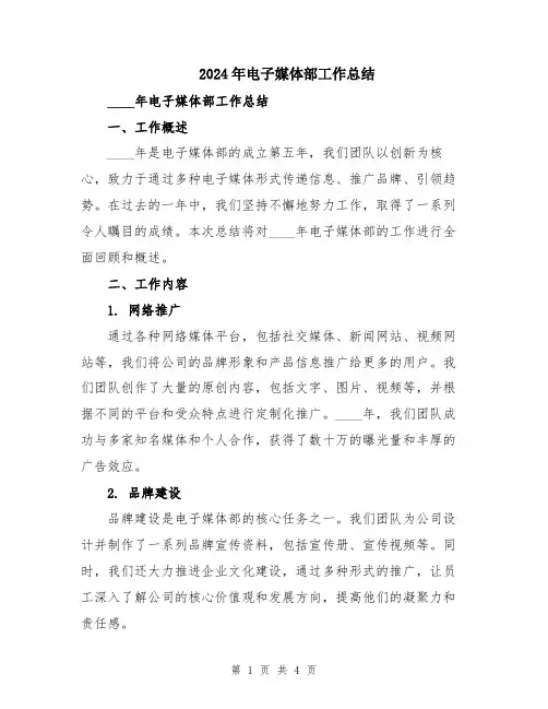 2024年电子媒体部工作总结